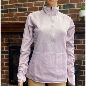 Eddie Bauer Women Grid Fleece Zip Neck Shirt Long Sleeve Pink Comfort Small New